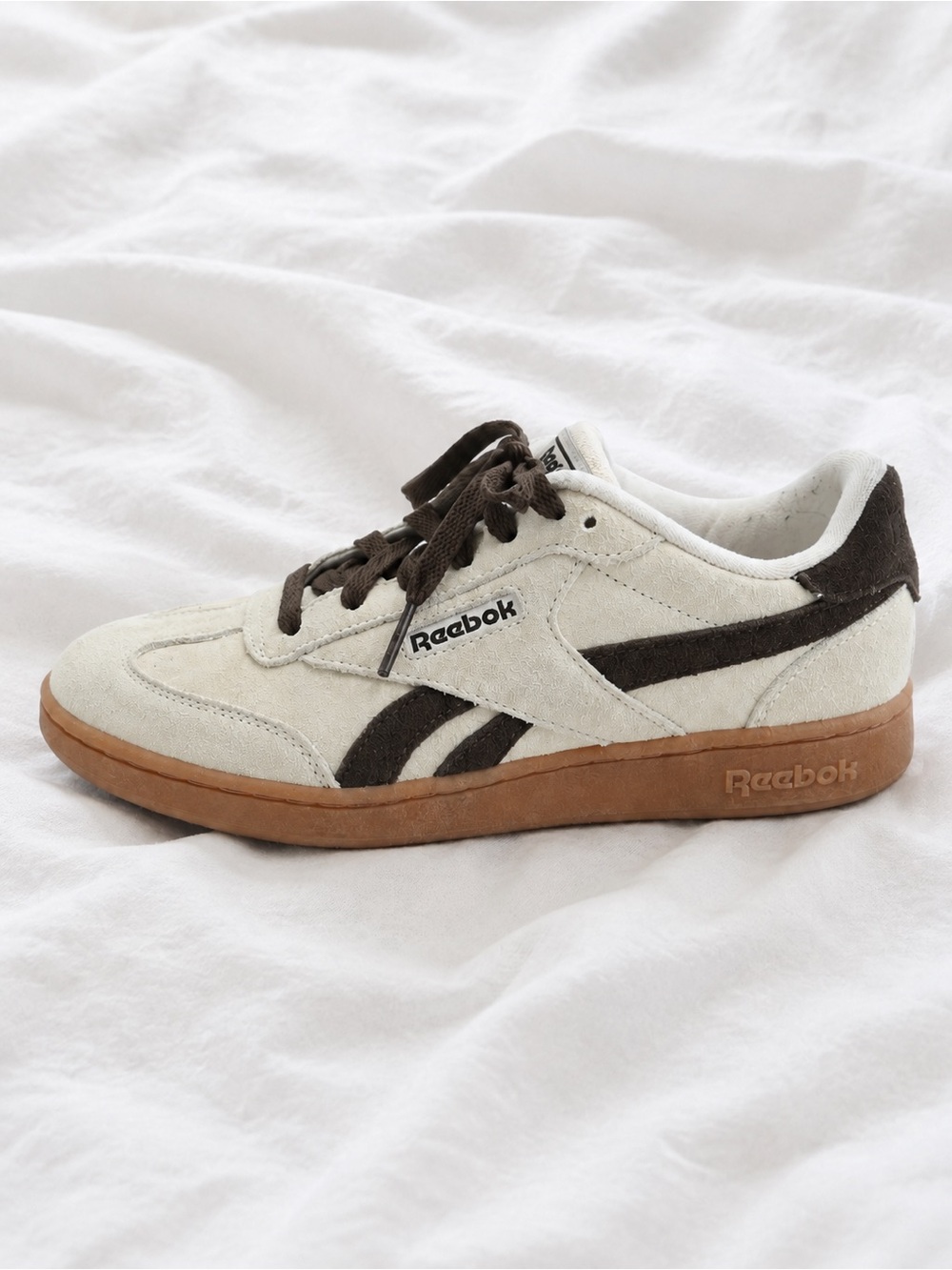 Free Shipping Women Reebok Cream and Brown Suede Sneakers - Picture 3 of 4
